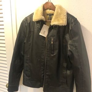 Faux Leather Bomber Jacket